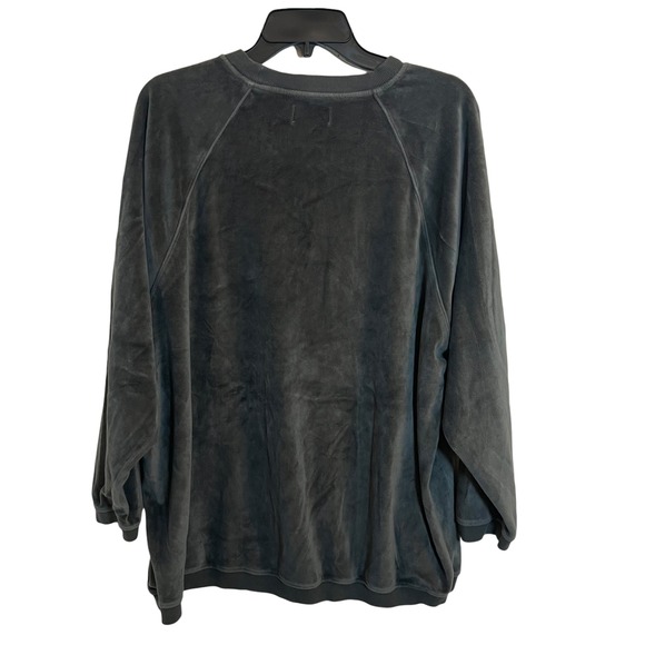 Aerie Womens Charcoal Velour Oversized Sweatshirt Long Sleeve Crew Neck Cozy Top - Picture 3 of 9